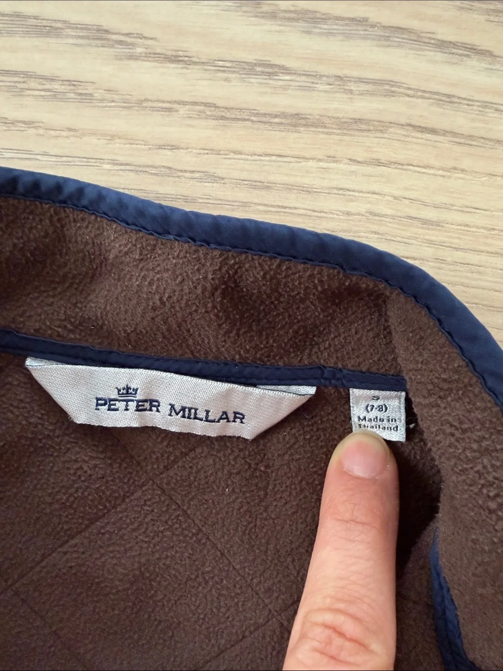 Peter Millar Youth/ Kids Quilted Slate Blue Vest with Brown Lining